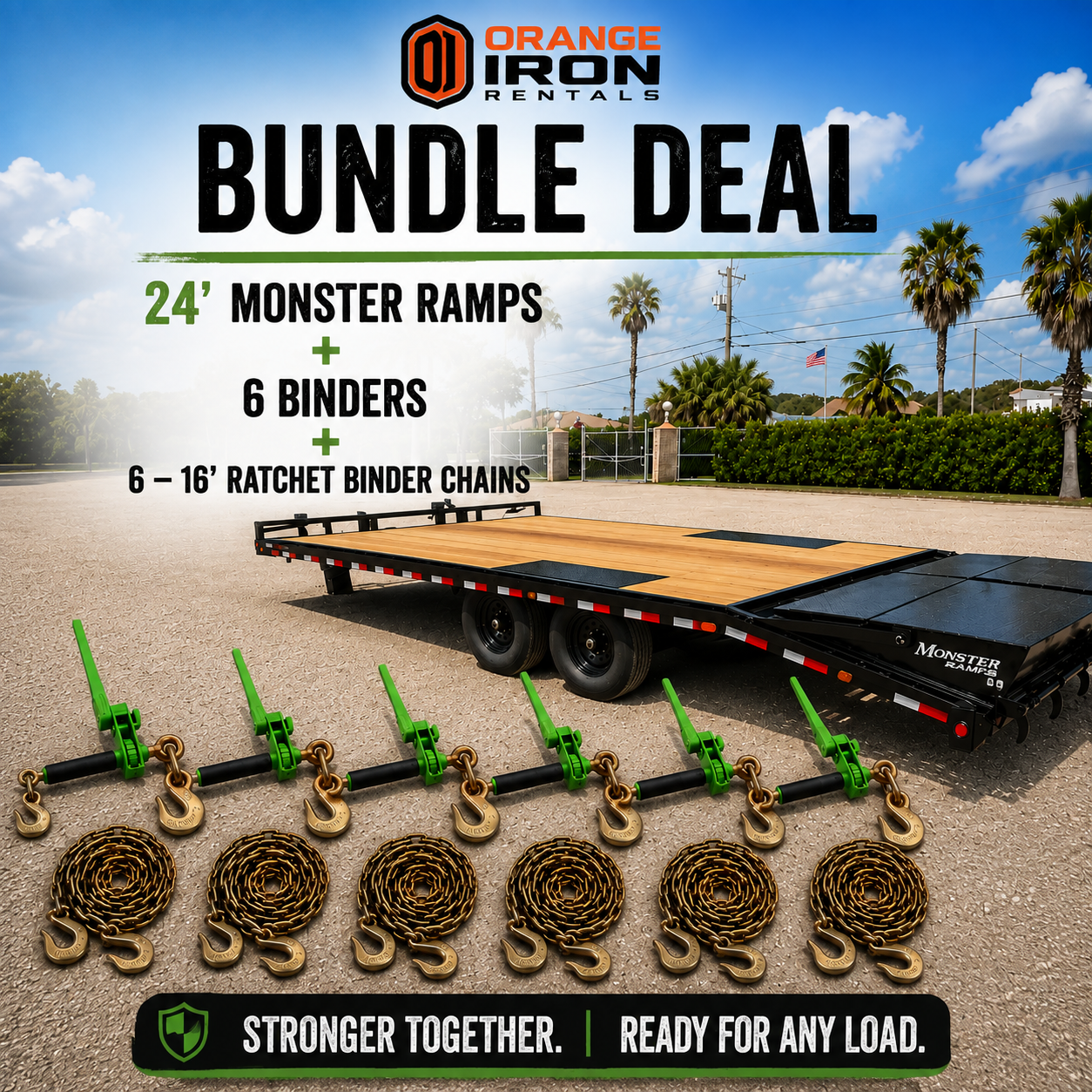 PJ 24′ Deckover + 6 Chains & 6 Binders PJ 24′ Deckover + 6 Chains & 6 Binders